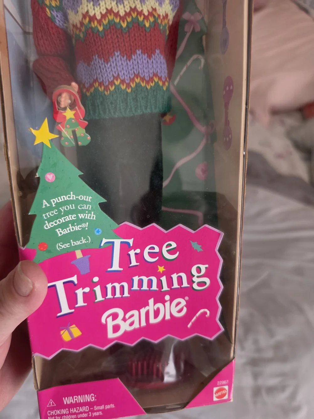 Barbie 1998 Tree Trimming Doll - In Box Pink Box